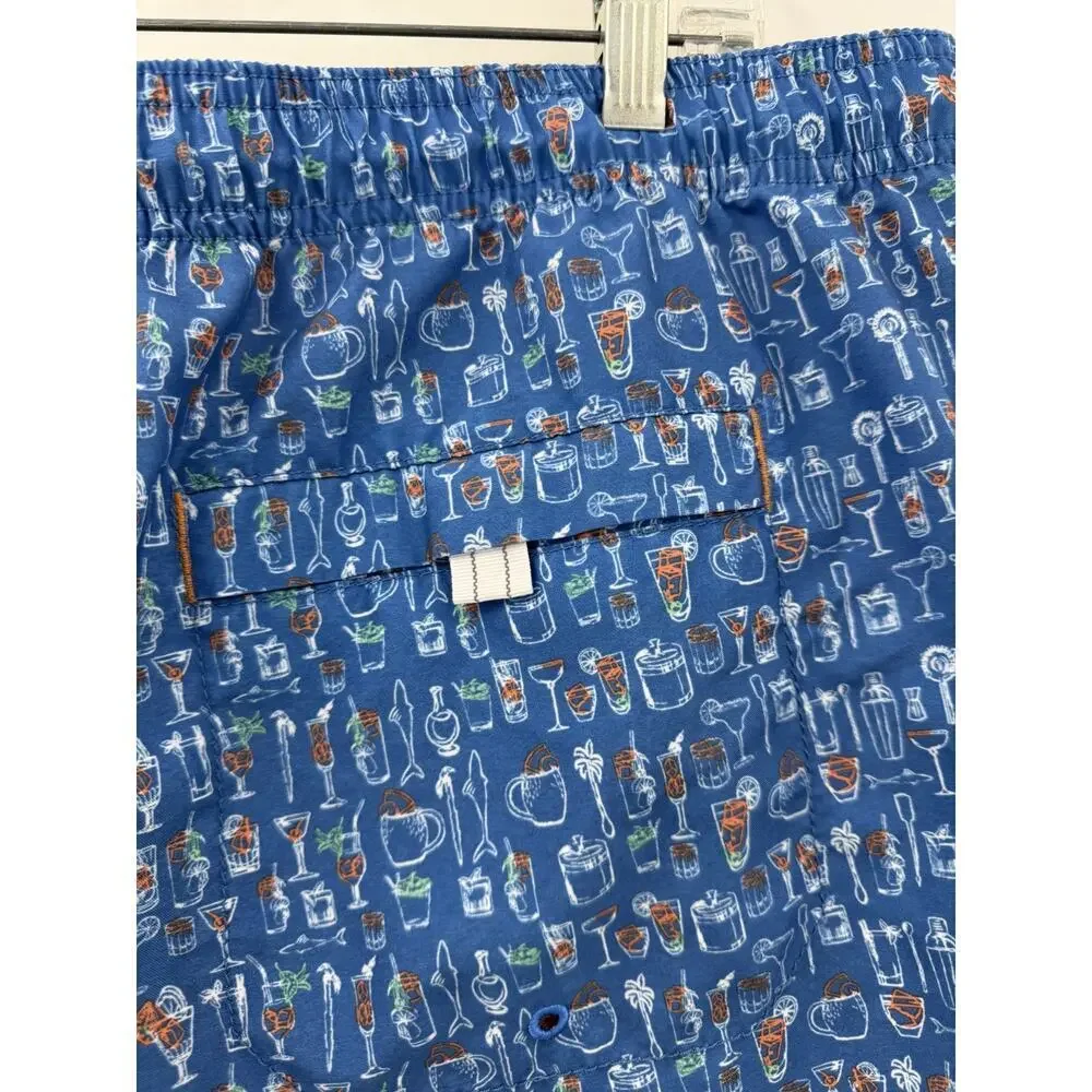 Tommy Bahama Men's Multi Blue White & Orange Beverage Print Swim Trunks Sz XXL